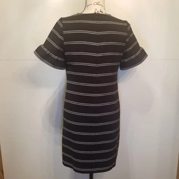 Ann Taylor LOFT Flutter Sleeve Striped Shift Dress - Picture 5 of 9